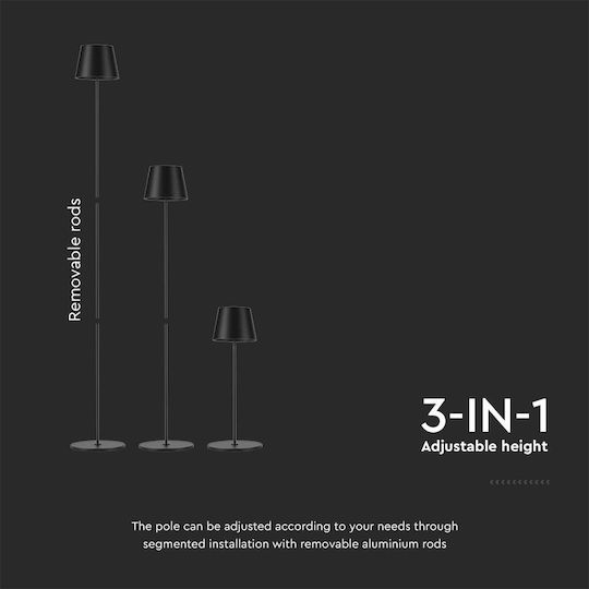 V-TAC LED Floor Lamp Y130xM14cm with Warm White Light 300lm Black