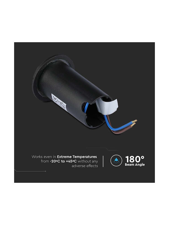 V-TAC Spot De Podea LED 1W Cu Lumină Alb Cald IP67 Negru