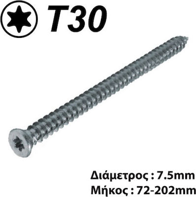 Helix Cement Bolts Torx with Diameter M7.5 and Length 72mm 100pcs