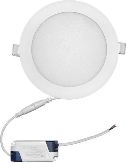 Adeleq Rotund Încastrat Panou LED Putere 12W cu Alb Natural Lumini 17x17cm.