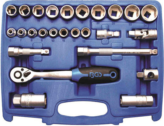 BGS Technic Ratschen- und Steckschlüssel-Set 3/8" 26 Stück