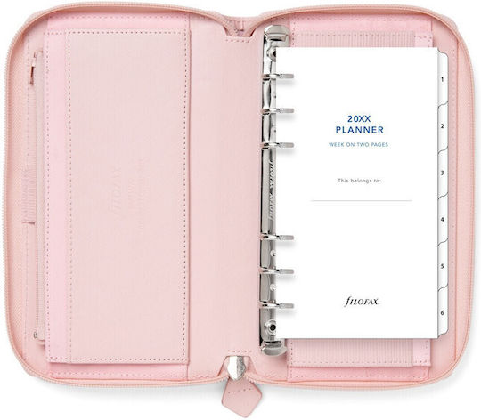 Filofax Εβδομαδιαίο Organizer Saffiano Personal Compact Zip Ροζ Δερμάτινο 20.8x20.8εκ. Blush