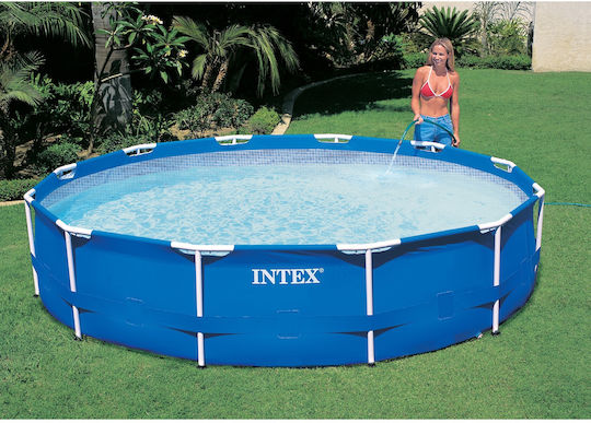 Intex Στρογγυλή Πισίνα PVC 6503lt με Μεταλλικό Σκελετό 366x76εκ. Γαλάζια