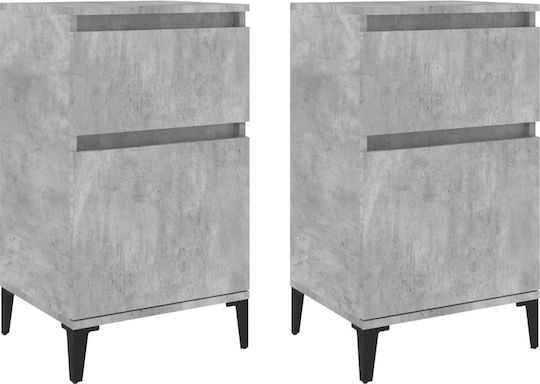 Комоди Дървени с Метални Крака Сив бетон 2бр 40x35x70см