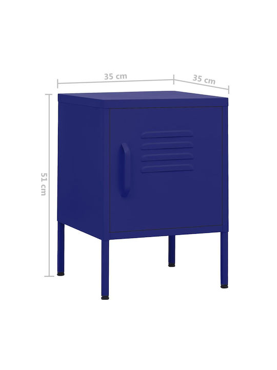 Noptiere Metalice Albastru 2buc 35x35x51cm