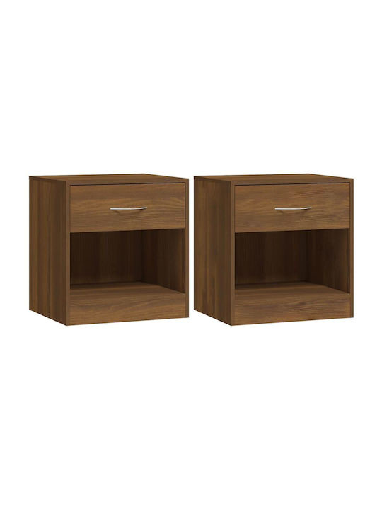 Wooden Bedside Tables 2pcs Brown Oak 36.5x30.5x38cm