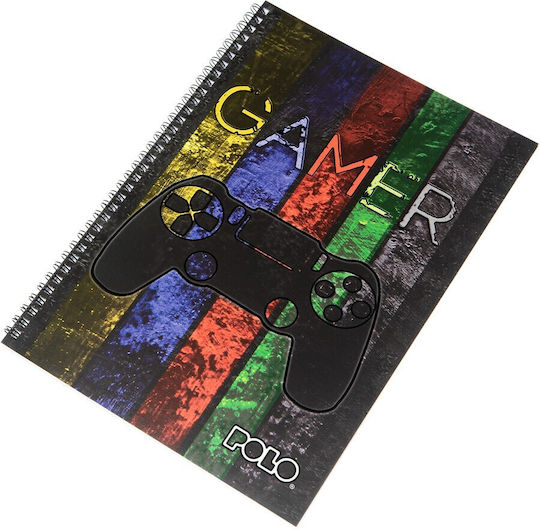 Polo Spiral Notebook Ruled A4 120 Sheets 4 Subjects Football Space Multicolour 1pcs