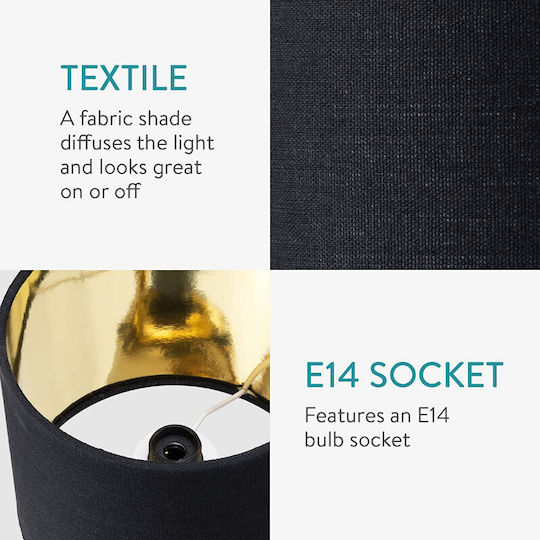 Navaris Cactus Fabric Table Lamp for Socket E14 with Gold Shade and Base