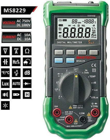 Mastech MS8229 Digitales Multimeter mit Summer mit AC / DC / Widerstand / Kapazität / Temperaturmessung