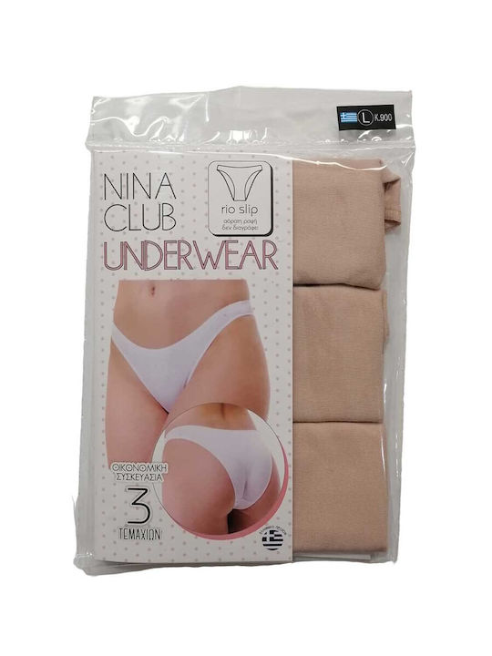 Baumwoll Damen-Slips 3-Pack Beiges