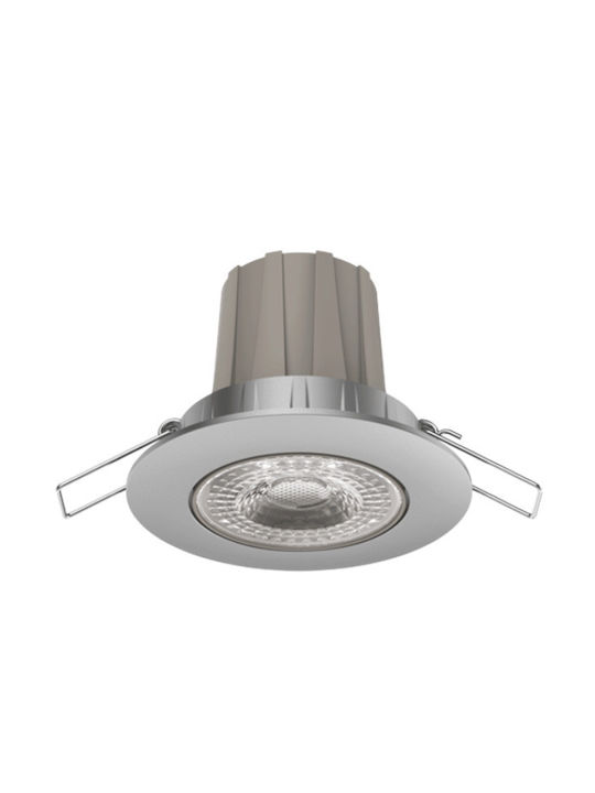 Elvhx Rund Metallisch Einbau Spot mit integriertem LED und Warmweißes Licht Silber 8x8cm. 1Stück