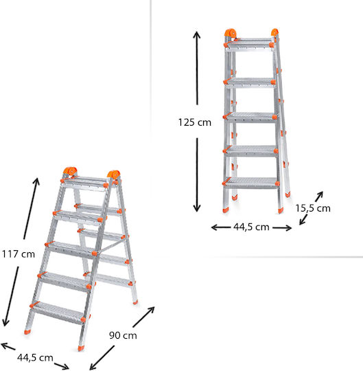 Perilla Double Step Perilla Стълба Метал с 2x5 Стъпала 117бр