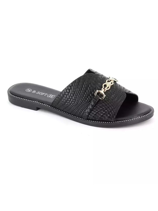 B-Soft Women's Flat Sandals in Black Color