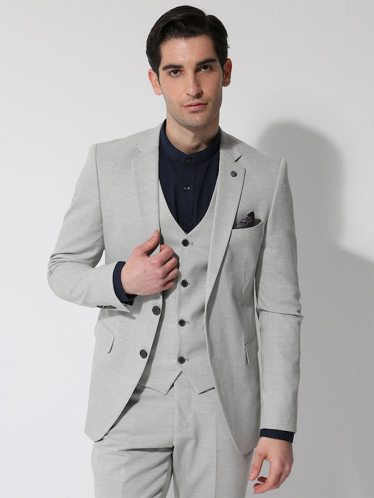 Men's Suit with Vest Gray