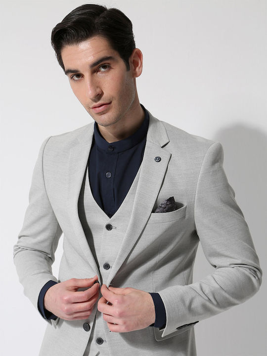 Men's Suit with Vest Gray