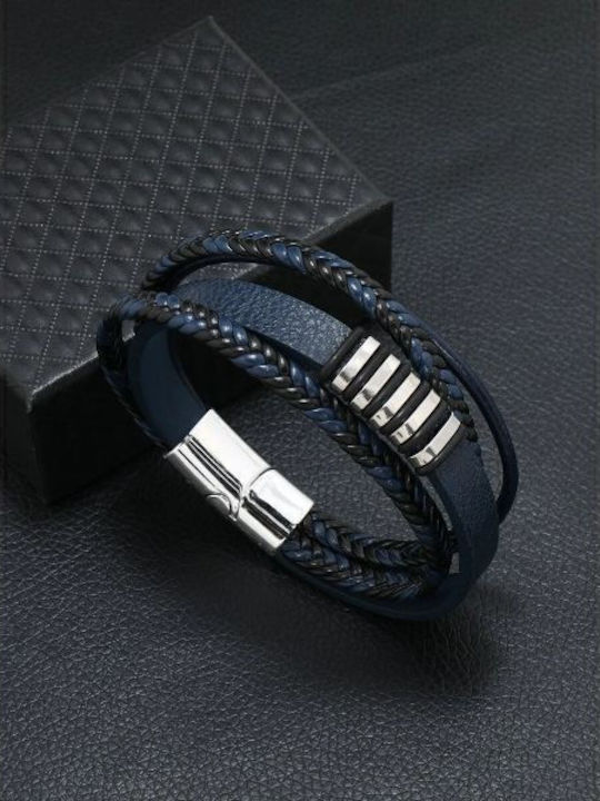 Famous Shoes Men's Leather Bracelet 21cm S340616 Black
