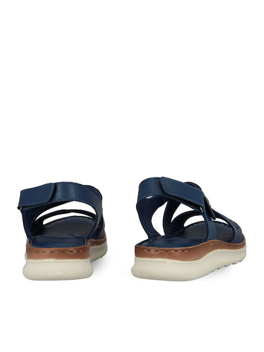 Leather Women's Flat Sandals Navy Blue