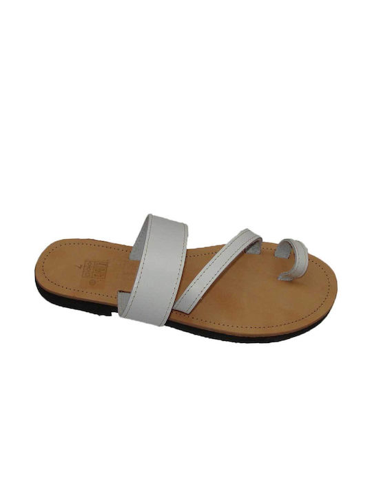 Leather sandal "GREEK Made", handmade Color white