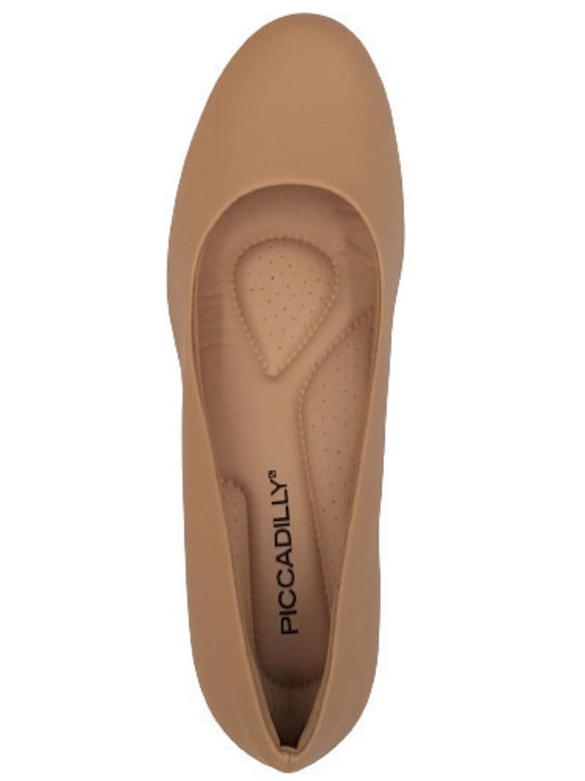 Heels with Chunky Medium Heel Light Beige