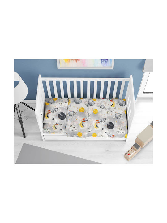 Dimcol Baby Sheets Gray Fitted Set 120x160cm