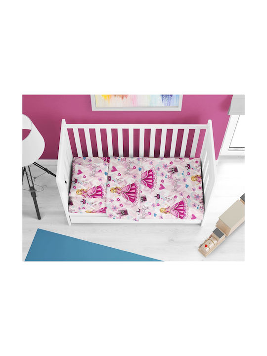 Dimcol Baby Sheets Set Crib Fitted Pink 70x140cm