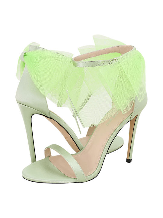 Gianna Kazakou Women's Sandals with Ankle Strap Green with Thin High Heel AG7991.1961726.P-82