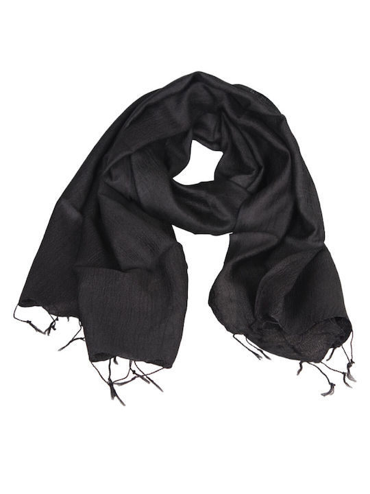 Unisex scarf 100% silk black