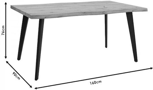 Velto Τραπέζι Τραπεζαρίας Ξύλινο Μαύρο 160x90x76εκ.