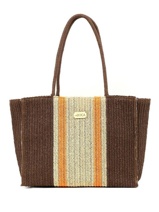 Doca Straw Beach Bag with Stripes