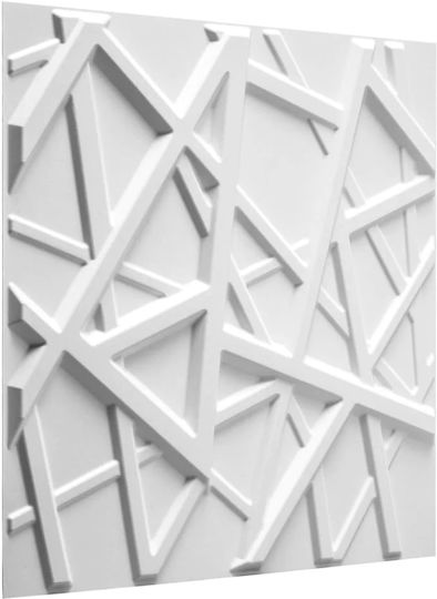 3D Πάνελ Τοίχου από PVC Crossing Lines Crossing Lines Λευκό 50x50εκ.