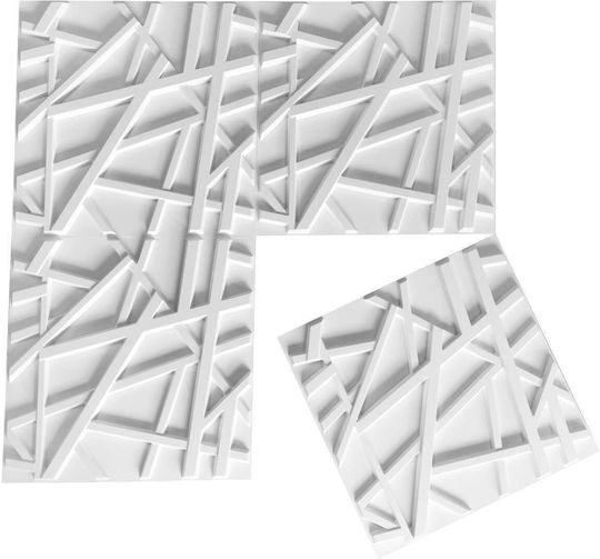 3D Πάνελ Τοίχου από PVC Crossing Lines Crossing Lines Λευκό 50x50εκ.