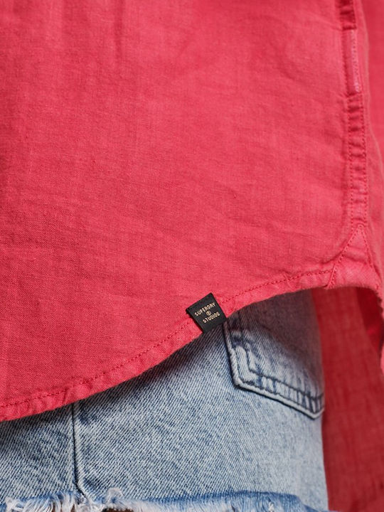 Women's Linen Long Sleeve Shirt Pink