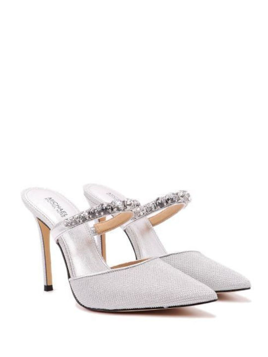 Michael Kors Thin Heel Mules Silver