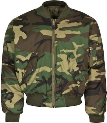 Mil-Tec Яке MA-1 Flight Jacket Woodland в Зелен Цвят