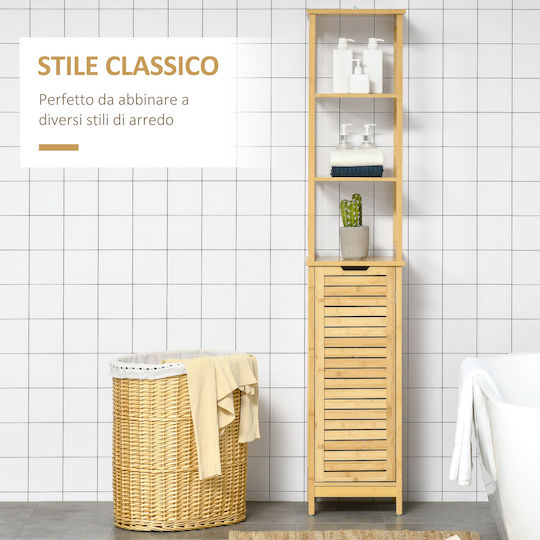 Kleankin Dulap Coloană Pentru Baie Pardoseală M34xB30xY173cm Bej