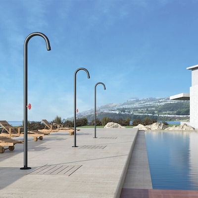 Karag Outdoor Shower Black Pylon made of Stainless Steel with Height 240cm PYLON-IN