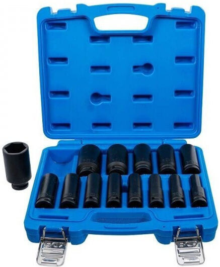 BGS Technic Căpăcei Pneumatic - Pneumatic Hexagonali Lungi cu Patrat de Prindere 1/2" Set 14buc 10-32mm