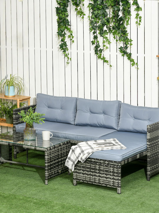 Set Outdoor Lounge Gray with Pillows 2pcs