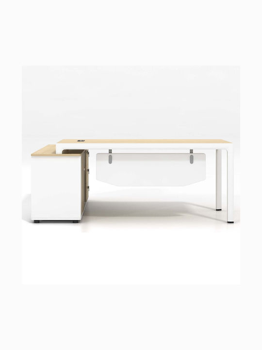 Birou Colțar Thesis Din Lemn Alb / Natural 180x160x75cm EO920,2