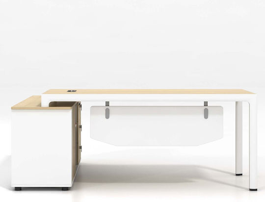 Birou Colțar Thesis Din Lemn Alb / Natural 160x160x75cm EO920,1