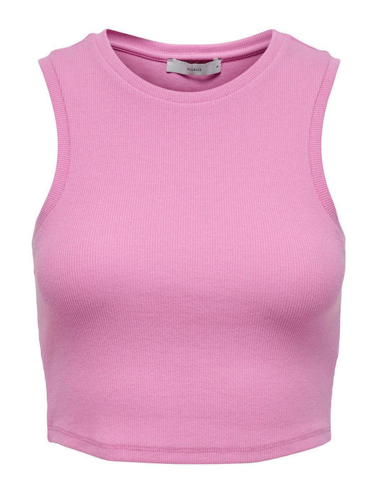 Vilma Γυναικείο Καλοκαιρινό Crop Top Βαμβακερό Αμάνικο Ροζ