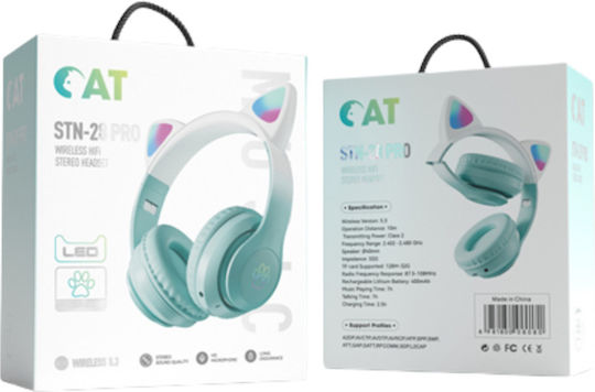 Cat STN28 Pro Wireless / Wired On Ear Headphones with 15 hours of Operation Pistachio