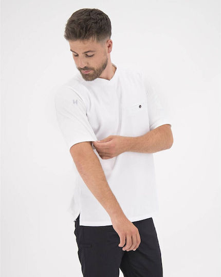 Le Nouveau Chef Blouse Chef Male White with Short Sleeve Ferre