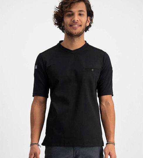 Le Nouveau Chef Blouse Chef Male Black with Short Sleeve Ferre