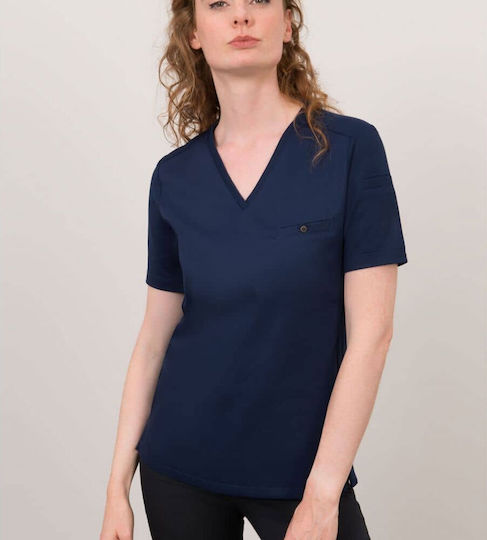 Le Nouveau Chef Bluse Koch Damen Blau mit Kurzärmelig Fae