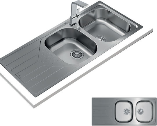 Teka Universe 80 T-XM 2B 1D 115170006 Drop-In Chiuvetă Inox Texturat L116xW50cm Argintiu