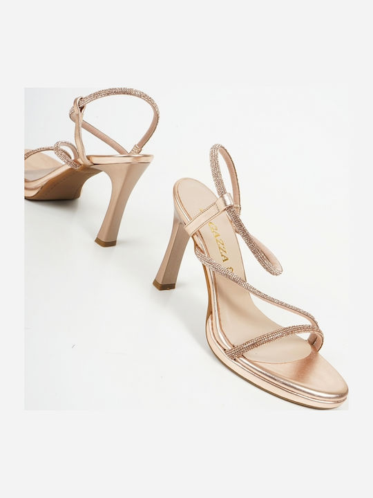 Leather Sandals with Strass Copper/Xalco