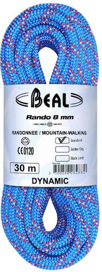 Beal Rando Standard BC08R.30.B Dynamic Climbing Rope with Length 30m Blue