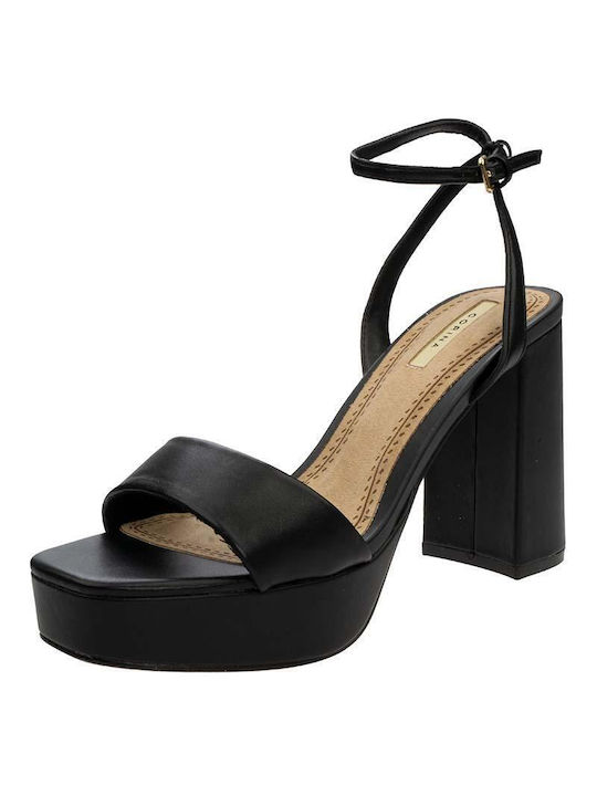 Corina Platform Women's Sandals Black with Chunky High Heel