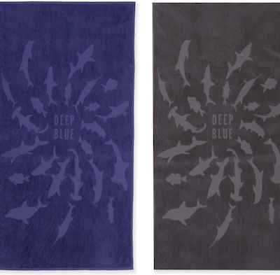 Nef-Nef Shark Style Beach Towel Blue 160x80cm